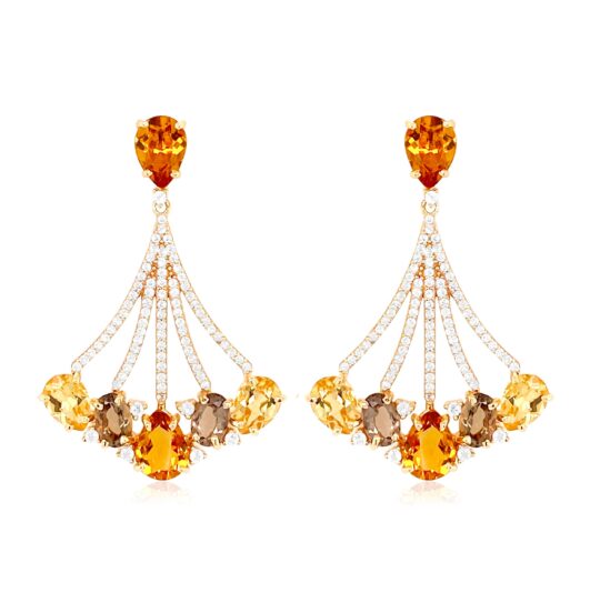 VILLA RICA Earrings (1213) - Citrine, Smoky Quartz / YG