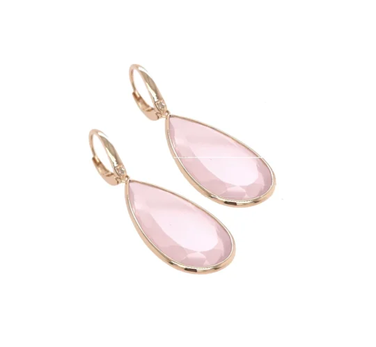Classic Earrings (1316) - Rose Quartz / YG - Image 2