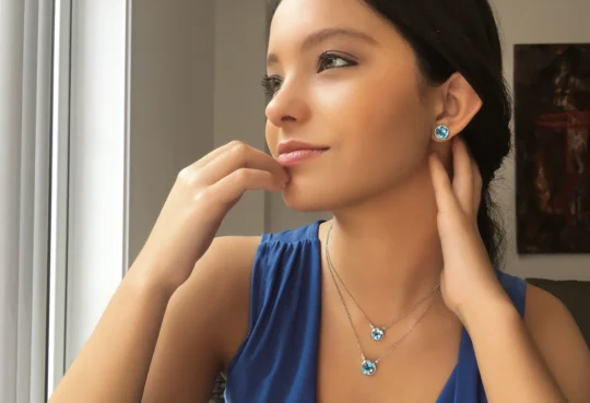 SIGNATURE Earrings (1287) - Blue Topaz / SS - Image 2